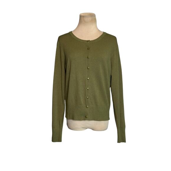 Green long sleeves button cardigan sweater size Large - Picture 6 of 12
